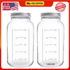 eleganttime 128 oz Mason Jars Extra Wide Mouth 2 Pack, 1 Gallon Glass Large Jars
