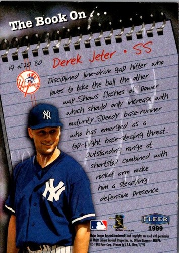 1999 Ultra #19 BO Derek Jeter The Book On - Picture 2 of 2
