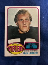Jack Lambert 1976 Topps rookie Card # 220 ALL-PRO Pittsburgh Steelers HOF. rookie card picture