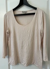 HOBBS 3/4 Sleeve Double Layer Jersey Top Scoop Neck Size M pink