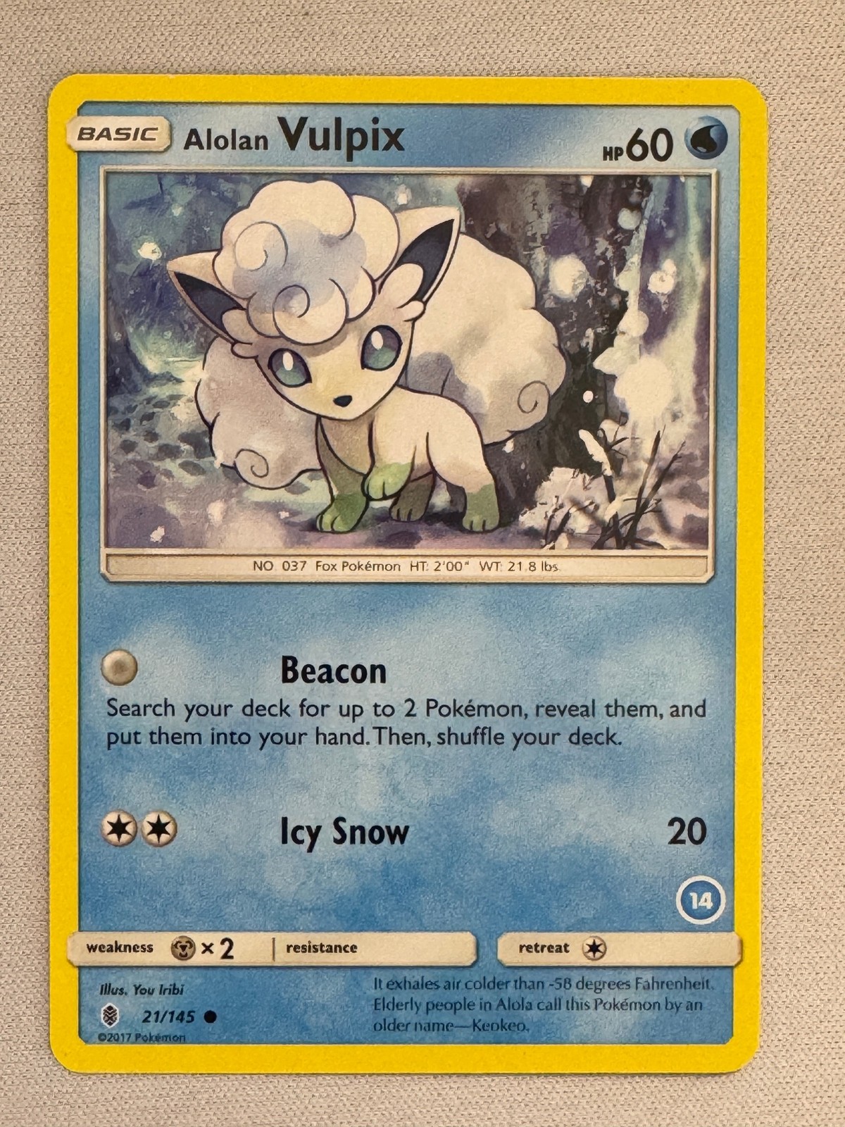 Alolan Vulpix 21/145 Common Guardians Rising Pokemon Near Mint