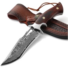 Hochwertiges Damaststahl Survivalmesser f&uuml;r Camping und Outdoor mit Geschenkbox