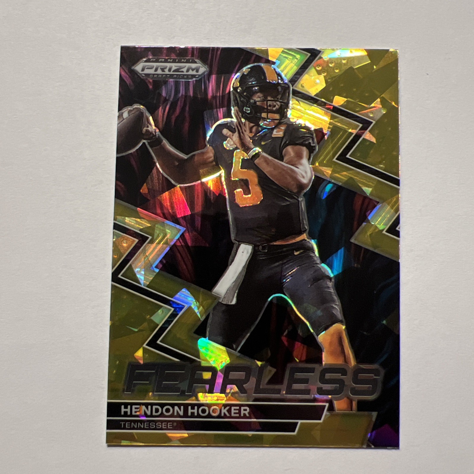 Hendon Hooker Panini Prizm Draft Picks Fearless #F20 Gold Ice
