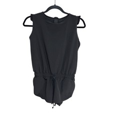 Albion Fit Girls Mini Pursuit Ruffle Sleeve Romper in Black - Girls Size 10