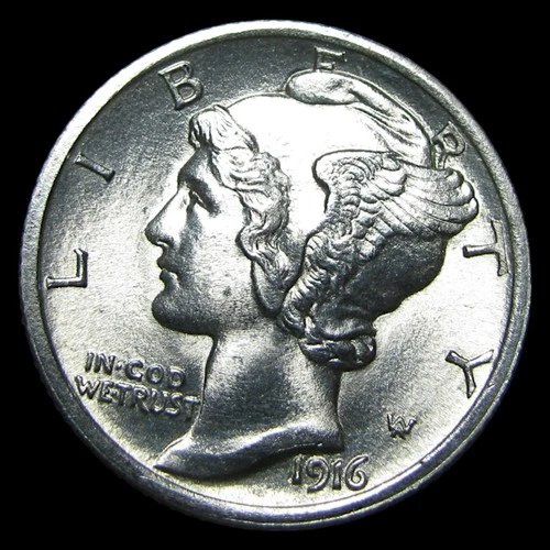 1916 Mercury Dime Silver ---- Gem BU FB Stunning Coin ---- #PP525
