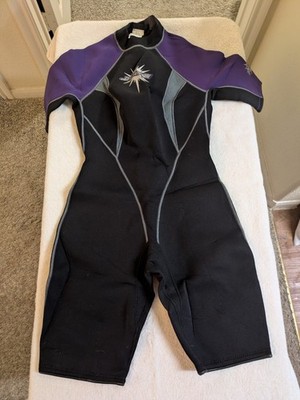 Official JOBE Womens POWER STRETCH Wetsuit - Size 9/10 -Black, Purple, Gray/Grey