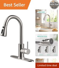 Pull Down Kitchen Faucet Brushed Nickel Stainless Steel High Arc 360 Swivel