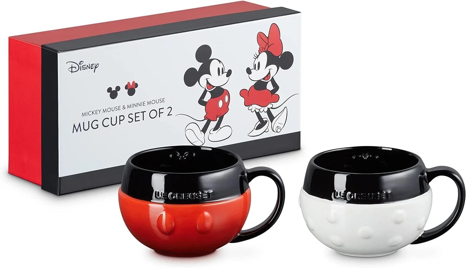 Le Creuset Disney Mickey Minnie Mug Cup Set of 2 380ml Stoneware New Box Gift