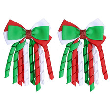 Christmas Hair Bow Clips 3 Inch Curly Ribbon Hair Clips Green  Red  White