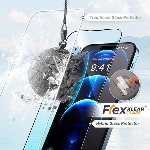 Flexklearglass Hybrid Glass Screen Protector for iPhone 15 Plus with install kit - 第 3/8 張圖片