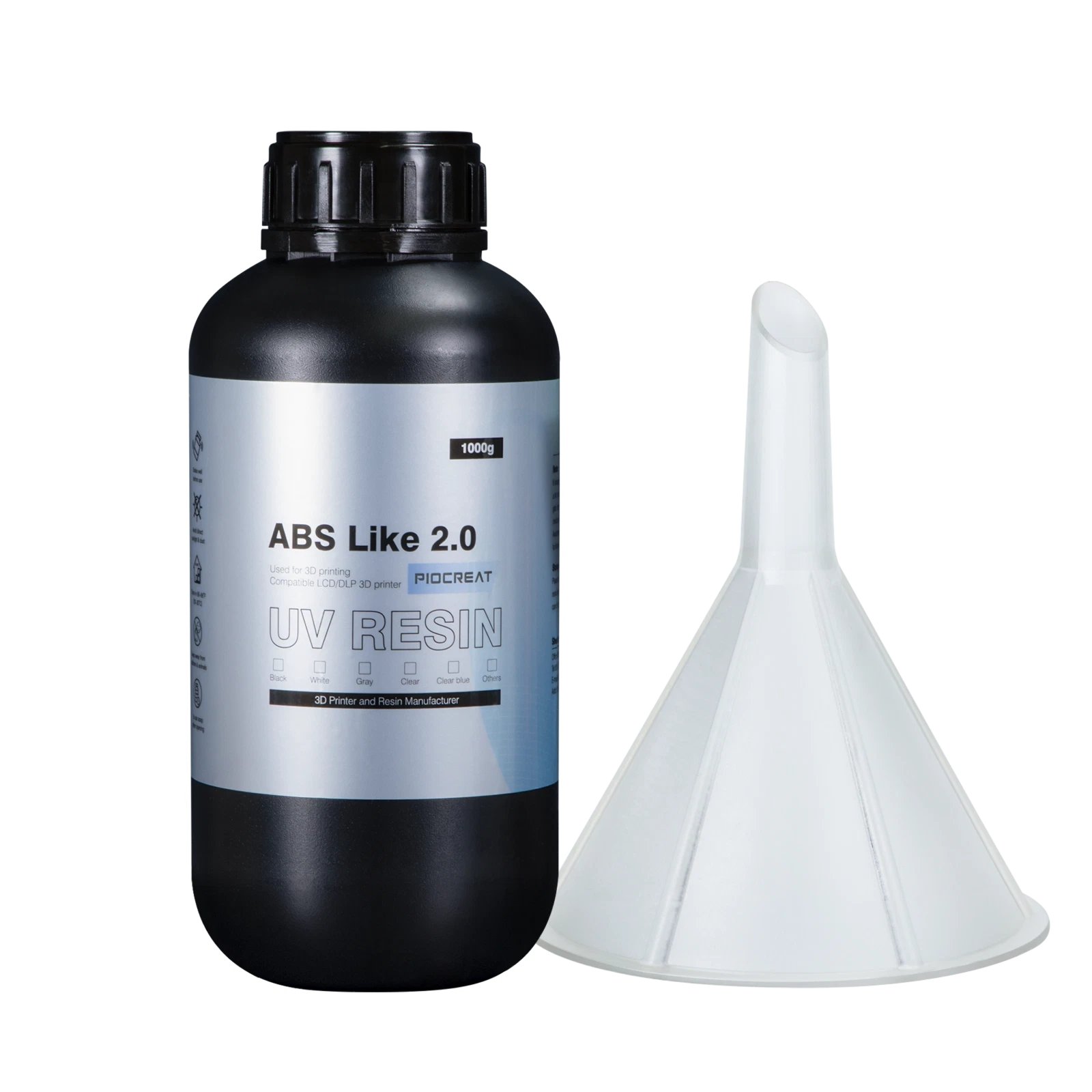 CREALITY Piocreat Standard, ABS-Like, Water Washable Resin.  Black, White, Gray.