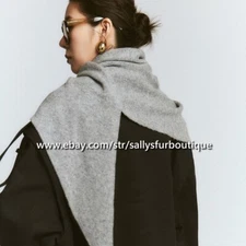 Sallys Boutique Mongolian Knitted Cashmere Triangle Scarf Wrap Shawl 160 * 46cm