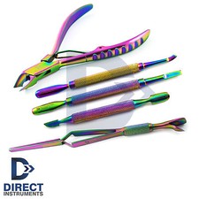 Professional Titanium Coated Cuticle Nipper Remover Spoon Gouges Nail Pusher Kit