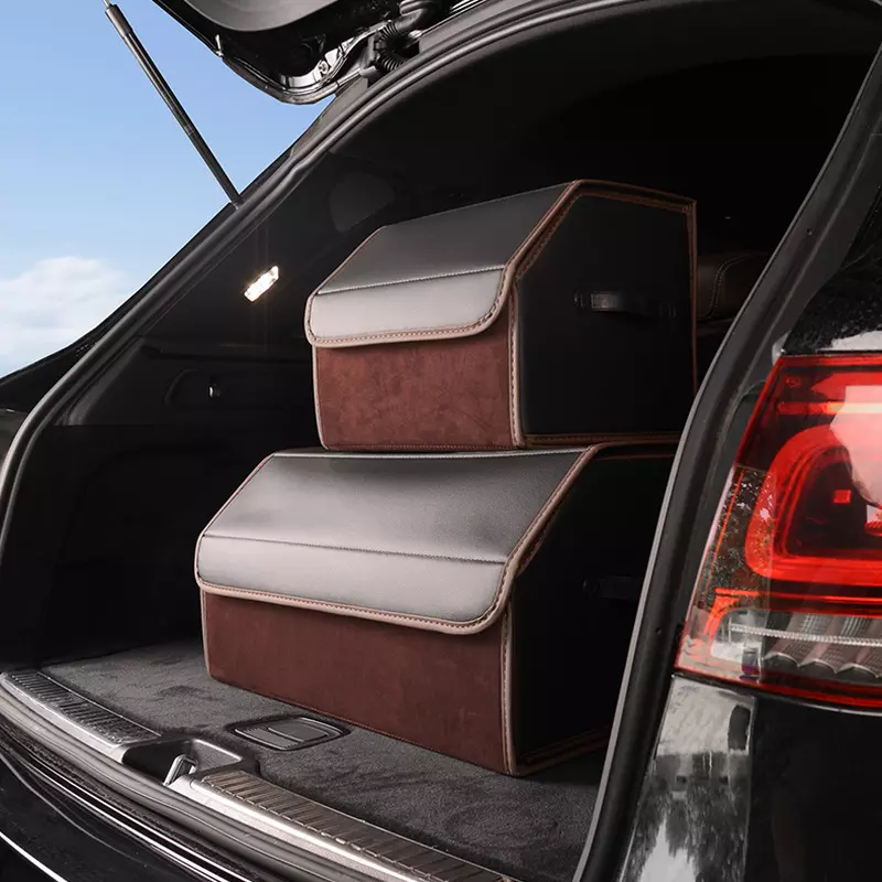 Leather car on sale trunk organizer