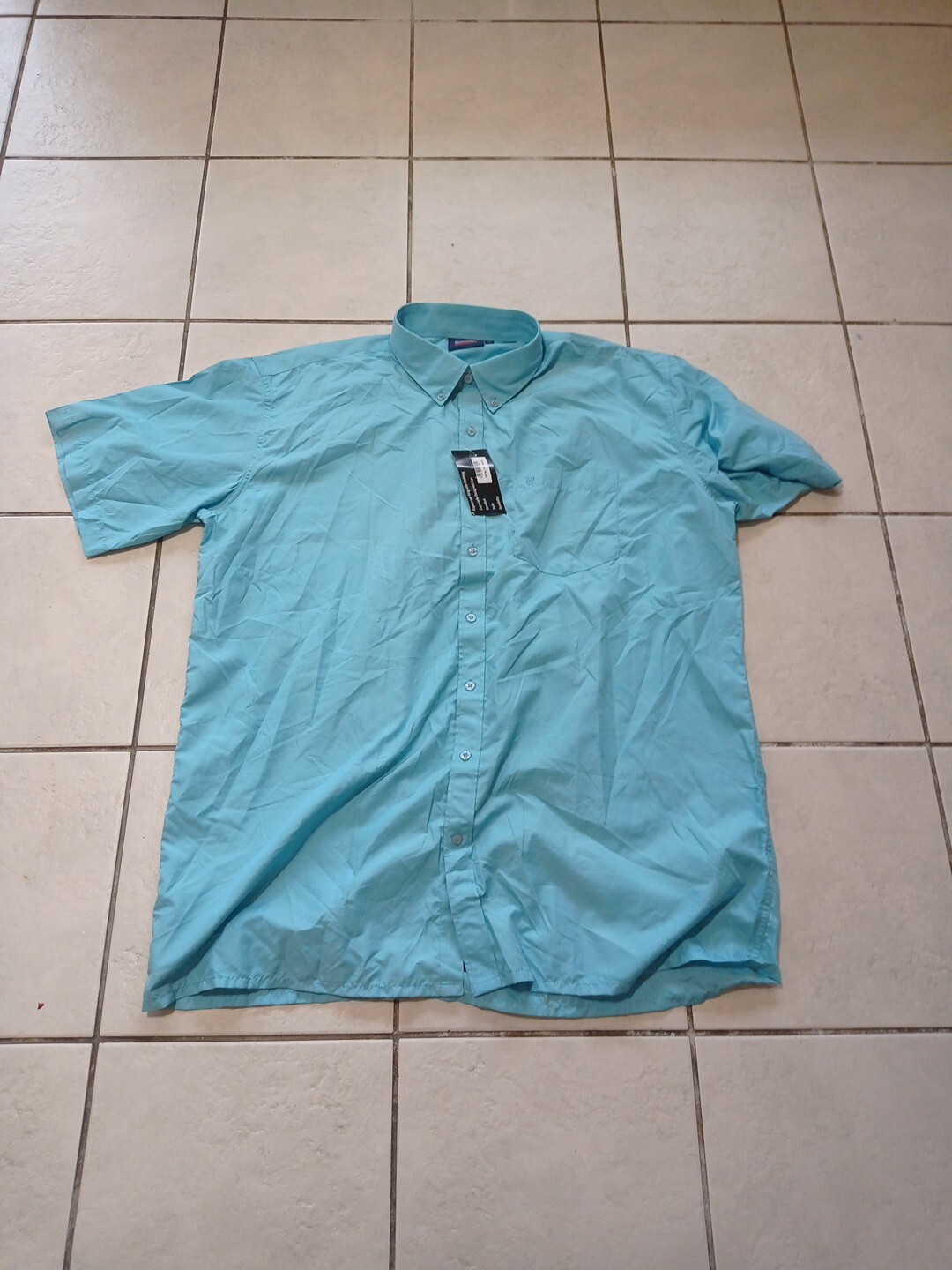 Espionage Men’s Aqua Blue Short Sleeved Shirt Size 2XL Regular Fit