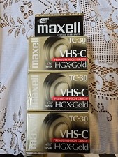 3 Maxell VHS-C Premium High Grade HGX-GOLD Videotape TC-30 Brand New Sealed
