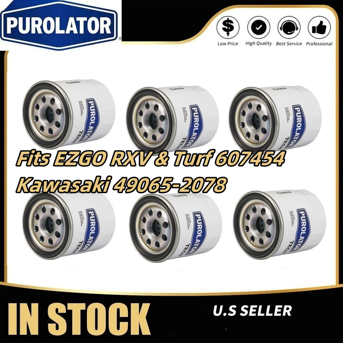 ＥＯＳ７Ｄ 6PK Oil Filter Fits EZGO RXV & Turf 607454 Kawasaki 49065-2078 | eBay