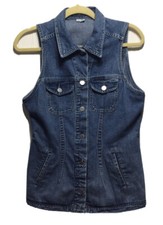 Vintage Women s Guess Jean USA Made Fitted Blue Denim Button Up Vest Jacket Sz L