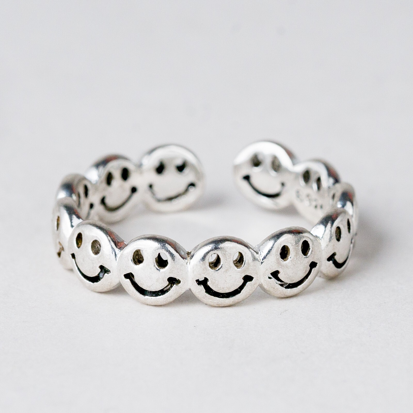 Anillo plata 925 emoticonos tamaño flexible aprox 57 2,52 g