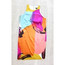 NWT ANN TAYLOR Abstract Cocktail Modern Art Mini Satin Dress Size 6 Multicolor