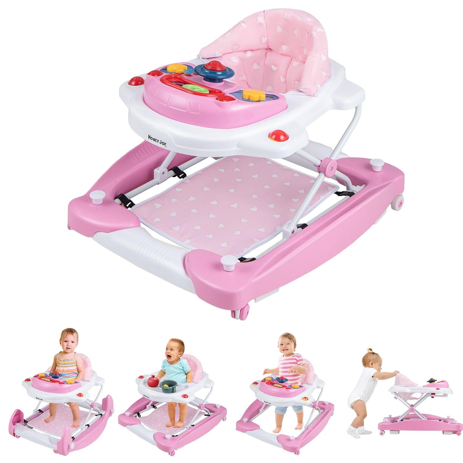 Baby Walker 6-in-1 Foldable Baby Walker and Bouncer Combo Infant Activity Walker