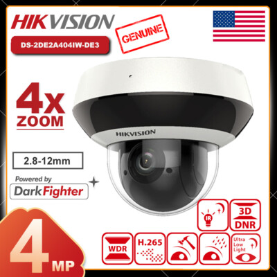 Hikvision PTZ 4X Zoom IP Camera Darkfighter 4MP PoE IR Dome DS-2DE2A404IW-DE3 US