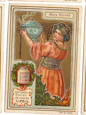S764 - CHROME Gold! Liebig - 1904 - ''soup food'': Recipe Fire pot without b