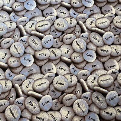Christian Inspirational Word Stones Religious Cotton Fabric Sold By The 1/2 Yard