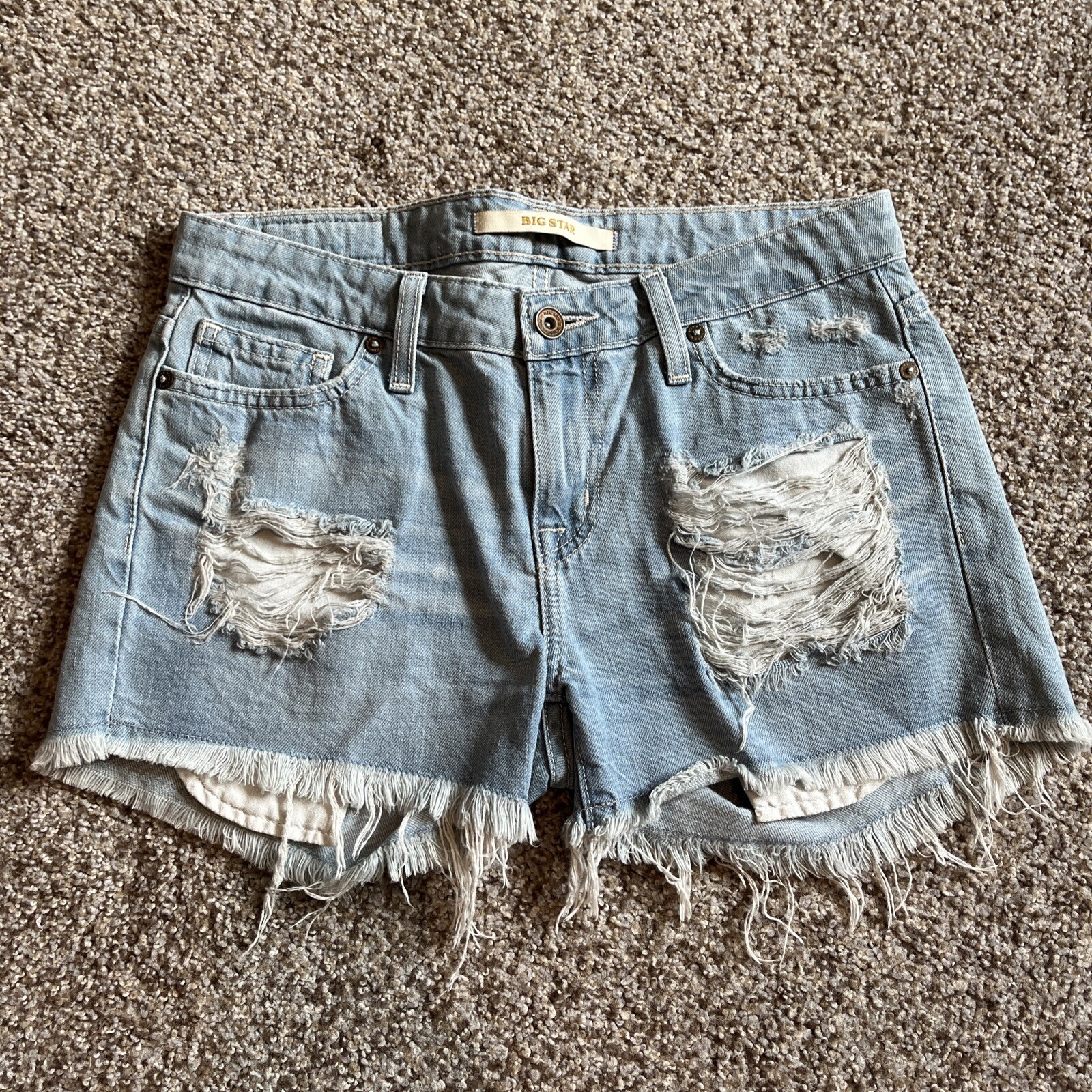 Big Star Jean Shorts Distressed Washed Raw Hem Womens Size 25 Waist 29 - main photo