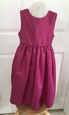Girl’s Size 6 CHAPS Fuchsia Pink & White Polka Dot Dress Party Easter Excellent