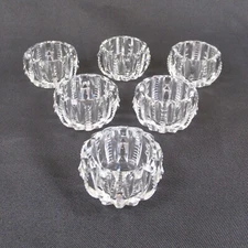 Set of 6 crystal open salt cellars clear cut glass