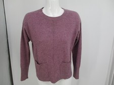 Tahari Pure Luxe Sweater Womens Small Purple Pullover 100 Cashmere Pockets Lady