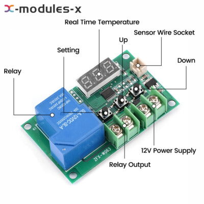 W1209 DC12V 30A LED Digital Thermostat Temperature Control Module + NTC Sensor