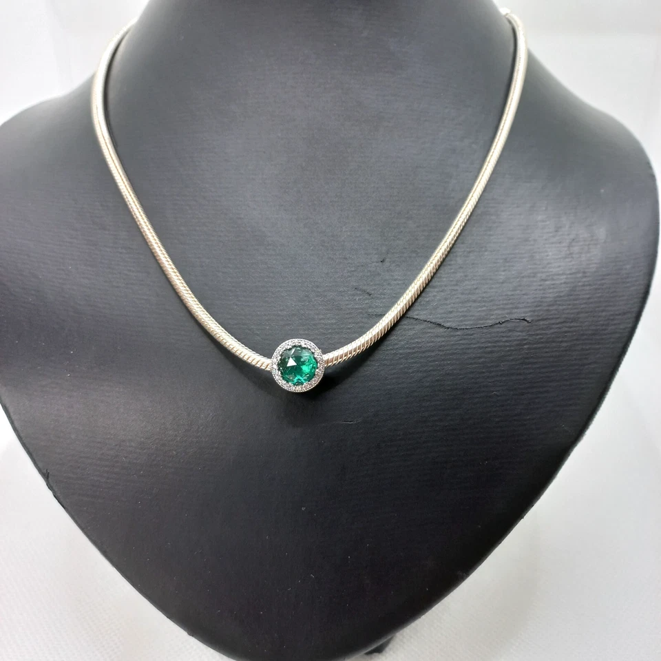 Collar PANDORA S925 ALE Verde y Transparente Circonita Cúbica Dije Foto 3 de 4