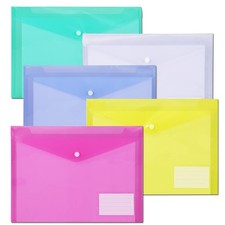 10 Pack Plastic File Folders with Label Pockets - Letter A4, Assorted Colors