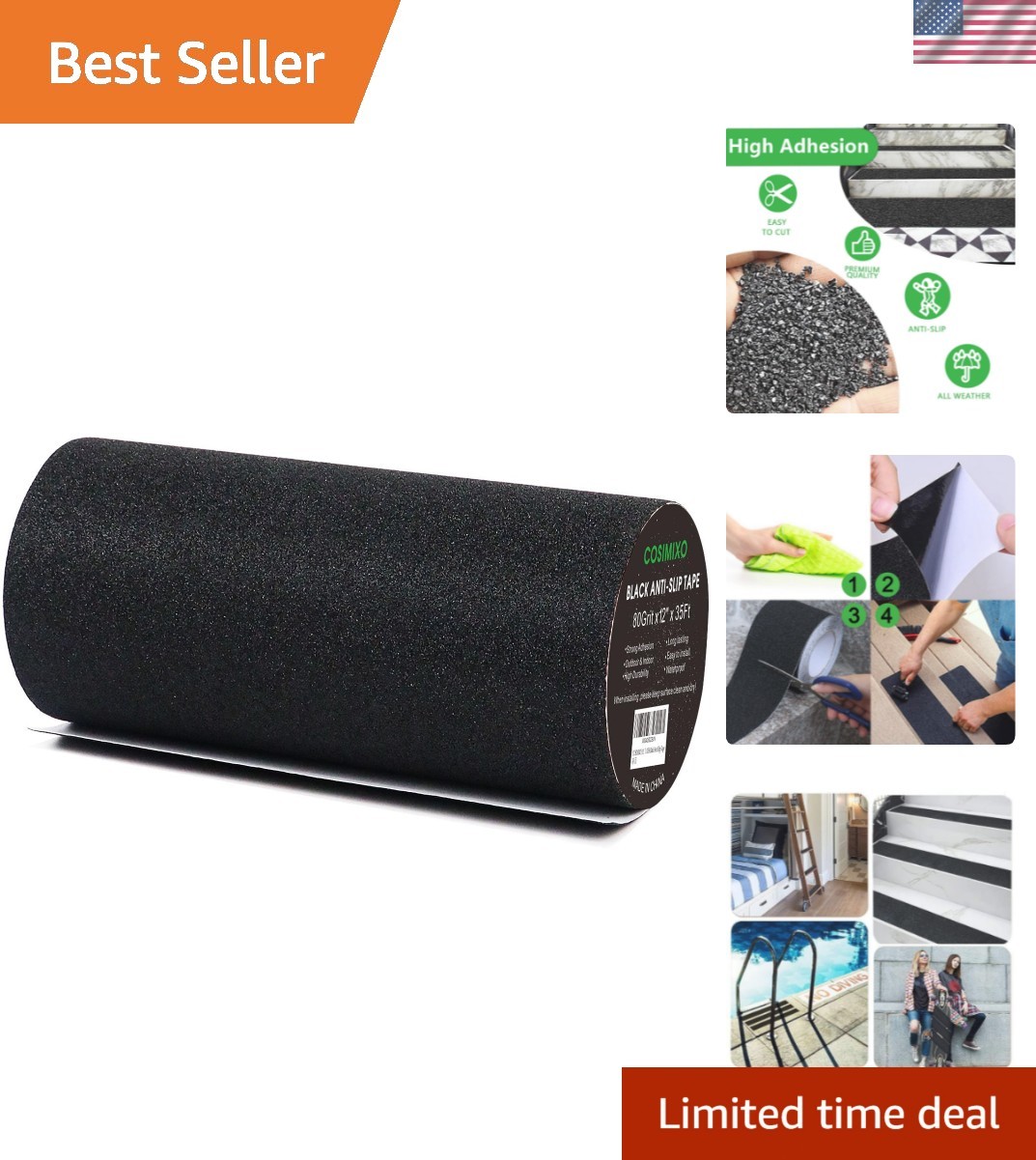 12" x 35Ft Heavy Duty Anti Slip Tape,Best 80grit Friction,Gr