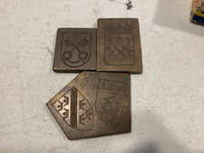Lot Antique Brass Copper Coat Of Arms Heraldic Stamping Printing Block