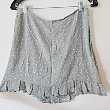 Abercrombie Fitch Women Green Polka Dot Skirt L Ruffle Hem Lightweight Boho