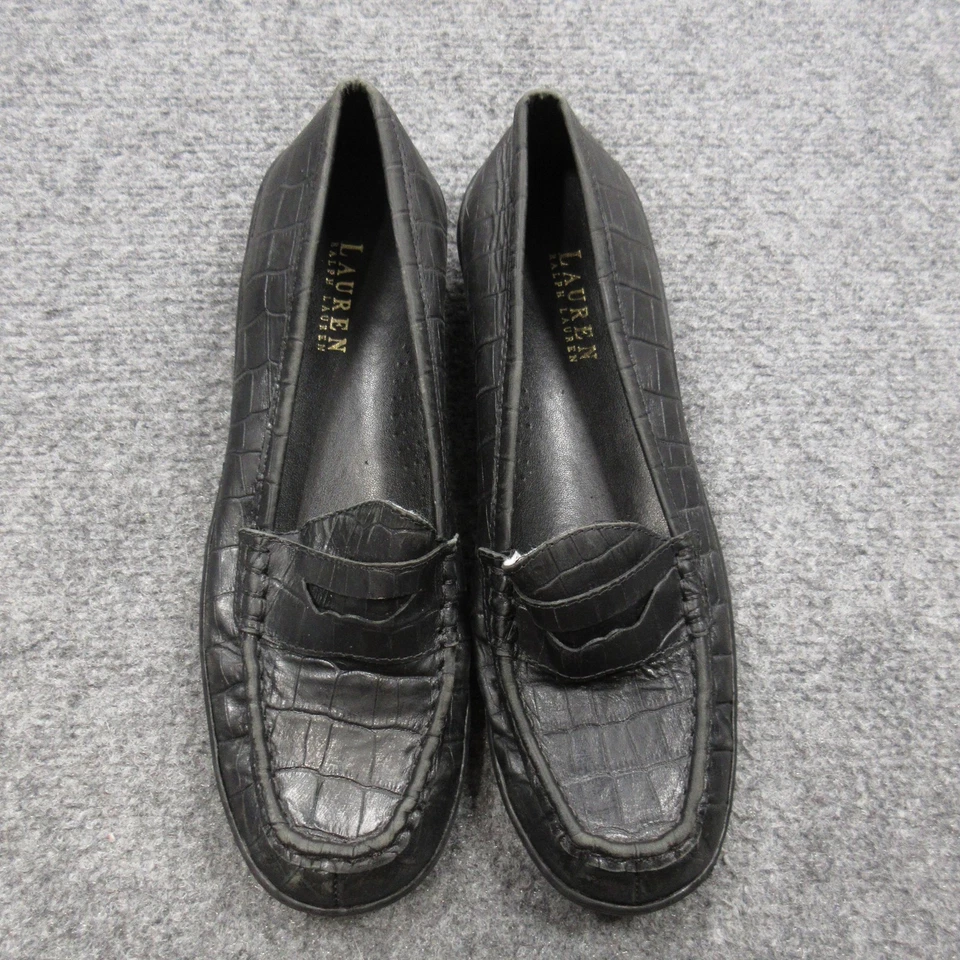 Lauren Ralph Lauren Shoes Womens Size 9 Croc Embossed Loafers Leather Flats - Image 4 of 4