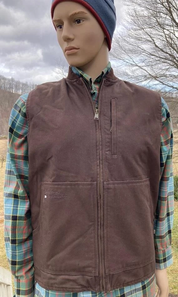 Chaleco de Invierno Cabela’s Cuello Áspero Thinsulate Marrón Oscuro Lona Para Hombre Talla M Foto 2 de 4