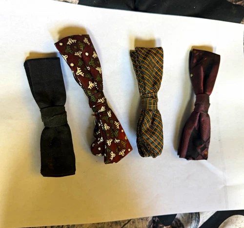 Ormond Beau Clef Wembley Silk Pretied Clip-On Adjustable Bow Ties Lot of 4 - product listing photo