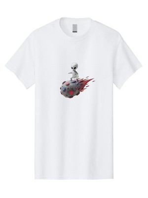 Alien-On-Ufo Mens Graphic Tee, 100% Cotton, Casual Summer Wear