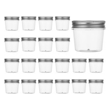 4 Ounce Clear Plastic Jars Containers With Screw On Lids Refillable Round Empty
