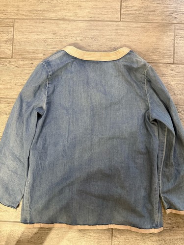 J Crew Top Denim Deep V Tunic Shirt Top Embroidered Women's Size S blue Linen - Picture 8 of 8