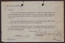 JANE WYMAN - DOCUMENT SIGNED 02/10/1959