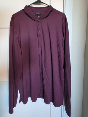 Nordstrom Burgundy Collar Long Sleeve Quarter Button Up Shirt Mens Size XXL