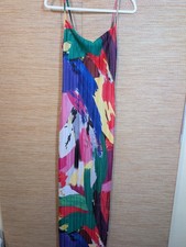 Pleated Abstract Colorful Strappy Sleeveless Women's Dress Size 14 Modern Sexy