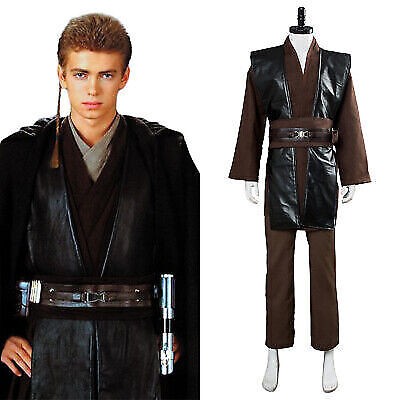 Anakin Skywalker Cosplay Costume Halloween Suit Outfits Uniform Star Wars Coat