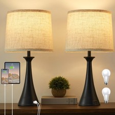 Touch Table Lamp for Living Room Bedroom, 21 Table Lamps Set of 2 with USB C ...