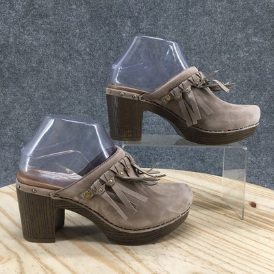 Dansko Shoes Womens 36 Deni Mule Clog Gray Leather Closed Toe Block 3101157015